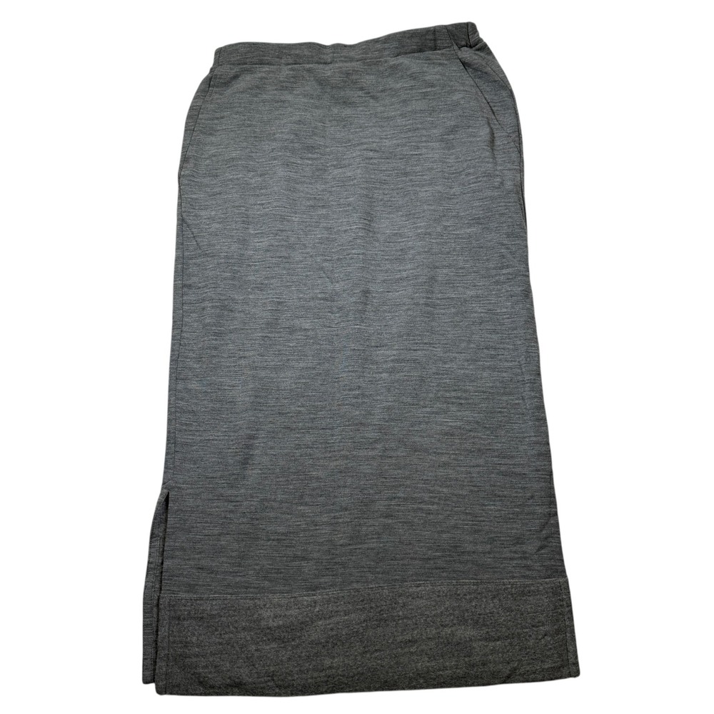 Icebreaker Women's Fleece Merino Wool Midi‎ Skirt Size S Gray Slits Pockets